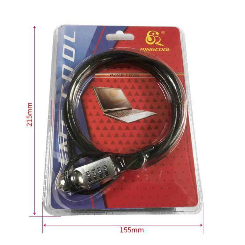 Cadenas pour ordinateur portable à combinaison 4 chiffres 1,8m - Noir · Smarty Paris